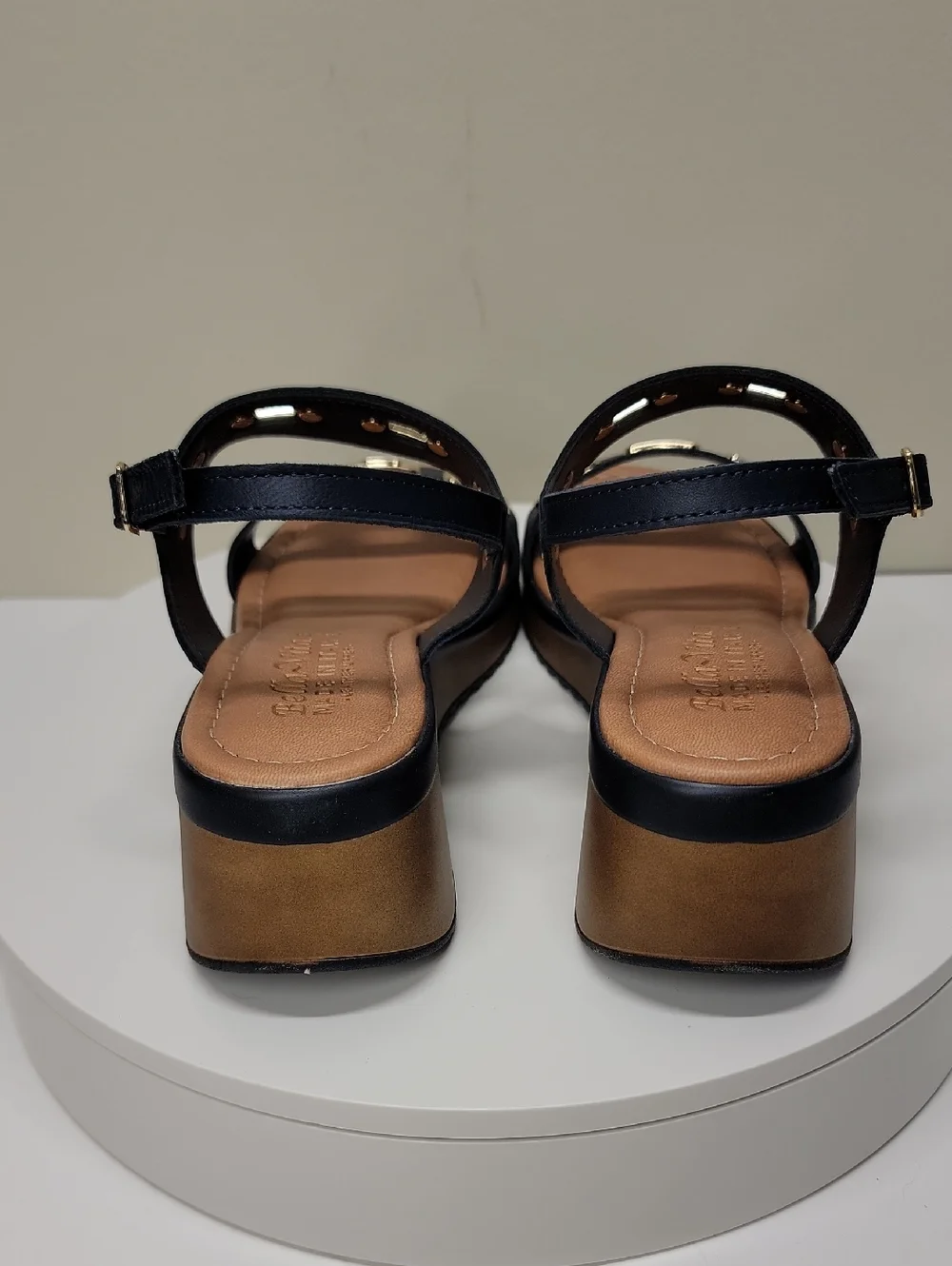 BELLA VITA -NEW IN BOX- WEDGE SANDALS NAVY BLUE 6.5 ITALIAN LEATHER